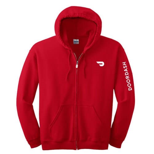 DoorDash Red Zip-Up Hoodie 